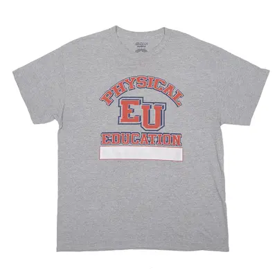 GILDAN Physical Education T-Shirt Grey Short Sleeve Mens L