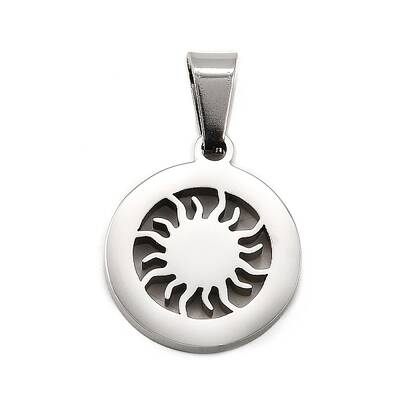 Flat Round with Sun 304 Stainless Steel Pendants