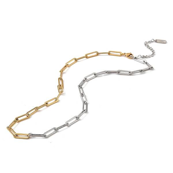 304 Stainless Steel Paperclip Chain Necklaces for Women