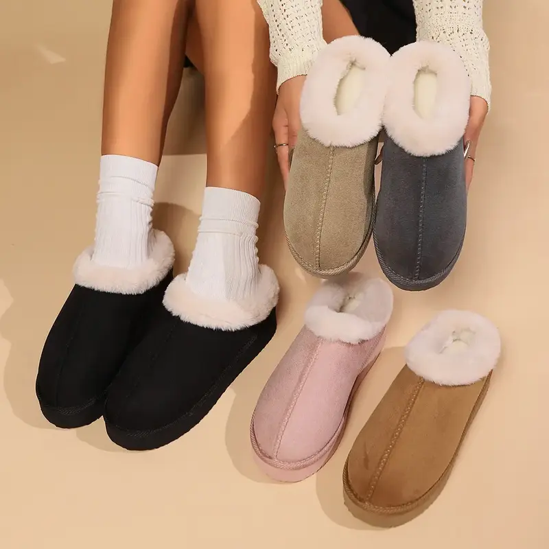 Women's Bootie Slippers Warm Cozy Slipper Boots with Fuzzy Plush Lining and Collar, Winter Non Slip House Shoes for Indoor Ou...