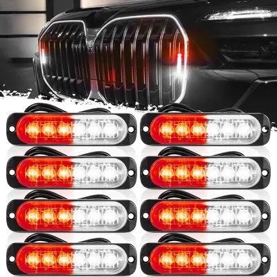 DIBMS LED Emergency Strobe Lights - Red and White Flashing Warning Light for Construction and Hazard, Dual Color LED Emergenc...