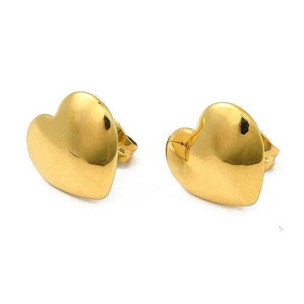 Ion Plating(IP) 304 Stainless Steel Heart Stud Earrings for Women