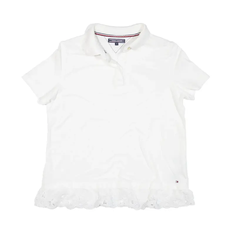 TOMMY HILFIGER Polo Shirt White Short Sleeve Girls XS