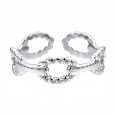 Non-Tarnish 304 Stainless Steel Oval Wrap Open Cuff Ring