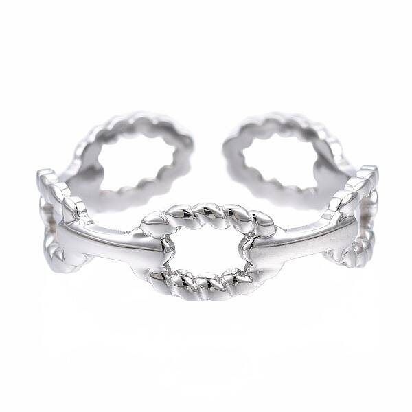 Non-Tarnish 304 Stainless Steel Oval Wrap Open Cuff Ring