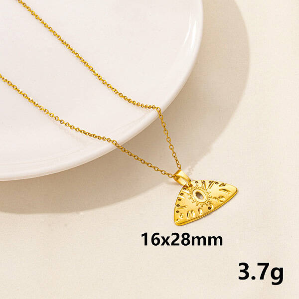 Stainless Steel Triangle with Evil Eye Pendant Necklaces
