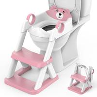 BabyBond 2-in-1 Foldable Potty Training Toilet Seat with Step Stool for Toddlers, Anti-Slip & Adjustable Height with Safety H...