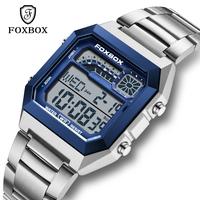 FOXBOX men's digital watch—perfect for students and adult men. Features an alloy case and strap, waterproof design, backlig...