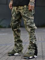 Men's Camo Print Pocket Cargo Pants, Casual Comfy Trendy Trousers for Daily Wear, Fashion Men's Bottoms for All Seasons
