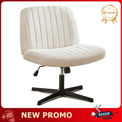 Criss Cross Chair - Armless Desk Chairs Cross Legged Office Chair Wide Swivel Home Office Desk Chairs (Optional Wheels)