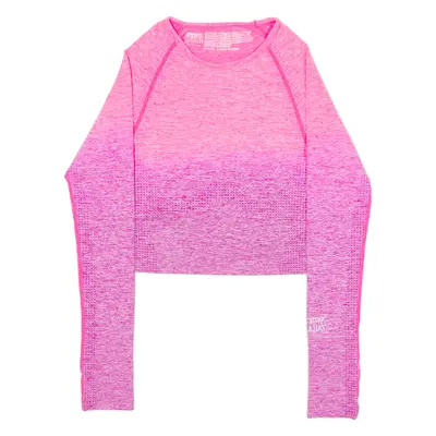 VICTORIA'S SECRET PINK Ombre Cropped Womens T-Shirt Pink Long Sleeve S