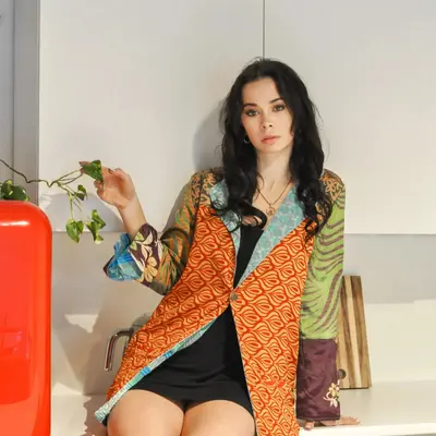 Artisanal Reversible Blazer - Upcycled - Wholesale | Size: S/M L/XL (3 3) | Color: Summer/Fall Colours