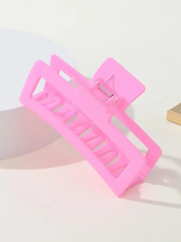 5.3 Inch Solid Color Hair Claw Clip, Square Shaped Hollow out Design Super Large Size Easy Grip Back Claw, Casual Versatile H...