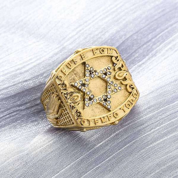 Star of David 304 Stainless Steel Rhinestone Finger Rings for Women
