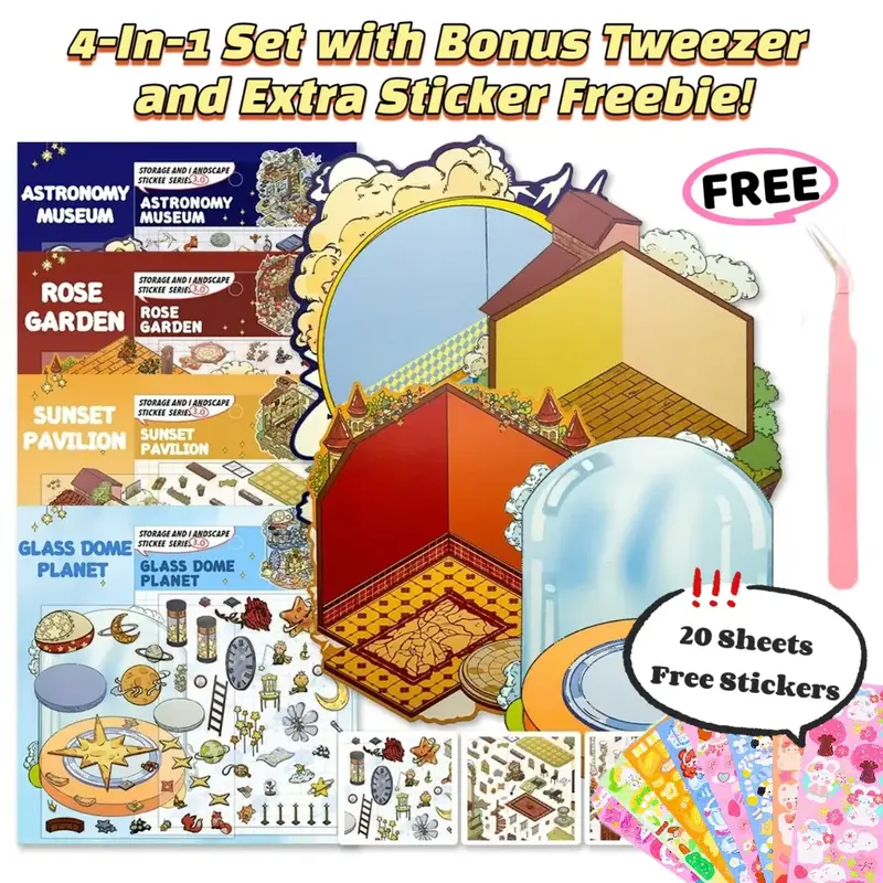 [4 Series of Little Prince Scene Stickers] Large Size, Exquisite Pattern, Original Design, Including Tweezer and Freebie | Ar...