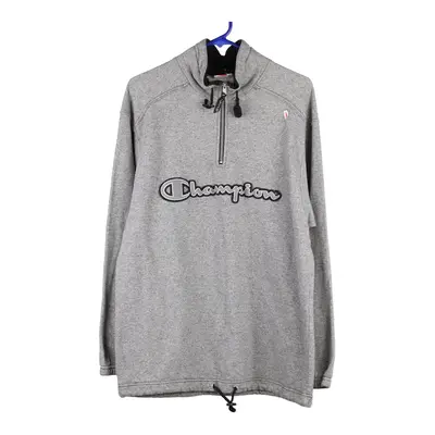 Champion Spellout 1/4 Zip - Small Grey Cotton