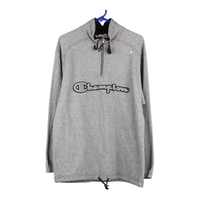 Champion Spellout 1/4 Zip - Small Grey Cotton