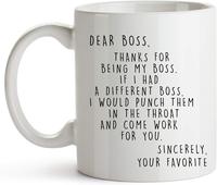 Dear Boss Mug, Funny Boss Gifts, Boss Coffee Mug, Best Boss Ever Mug - Reuseable Coffee Mug, Washable Ceramic Mug, Idea for B...