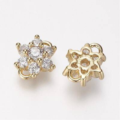 Brass Micro Pave Grade AAA Cubic Zirconia Links