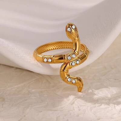 304 Stainless Steel Micro Pave Clear Cubic Zirconia Cuff Rings