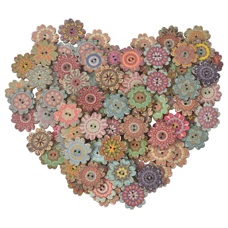100pcs Random Color Flower Shaped Button, Diy Clothing Decoration Accessories, Sewing Supplies