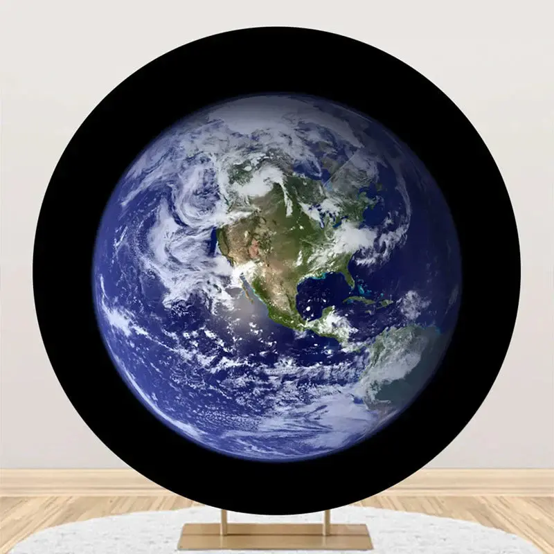 Blue Earth Top View Cloud Circle Birthday Backdrop - Aperturee
