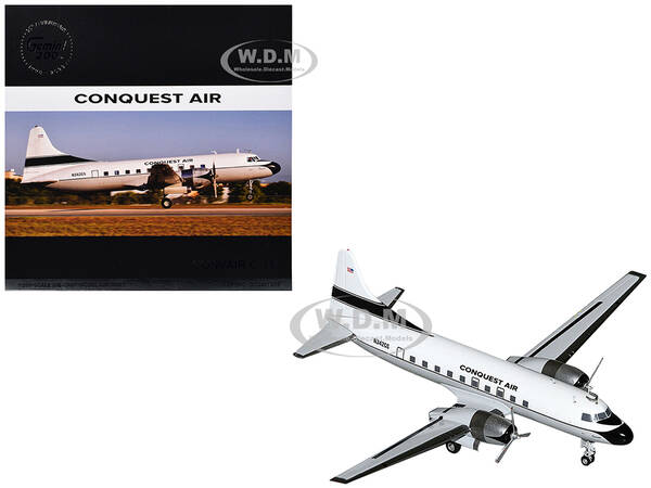 Convair C-131 Commercial Aircraft Conquest Air Cargo (N342GS) White with Black Tail Stripes Gemini 200 Series 1/200 Diecast M...