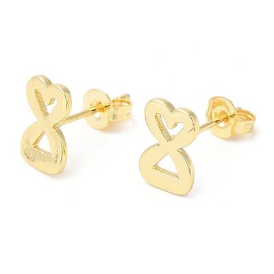 Brass Heart Infinity Stud Earrings