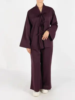 Women's Solid Drop Shoulder Top & Wide Leg Pants Two-piece Set, Elegant Fashion Casual Two Piece Outfits for Daily Outdoor We...