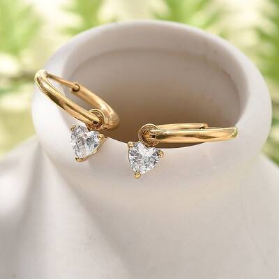304 Stainless Steel Micro Pave Cubic Zirconia Hoop Earrings