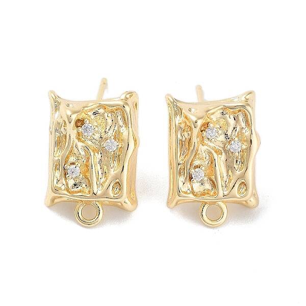 Brass Micro Pave Cubic Zirconia Stud Earring Findings