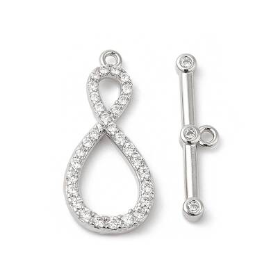 Brass Micro Pave Clear Cubic Zirconia Toggle Clasps