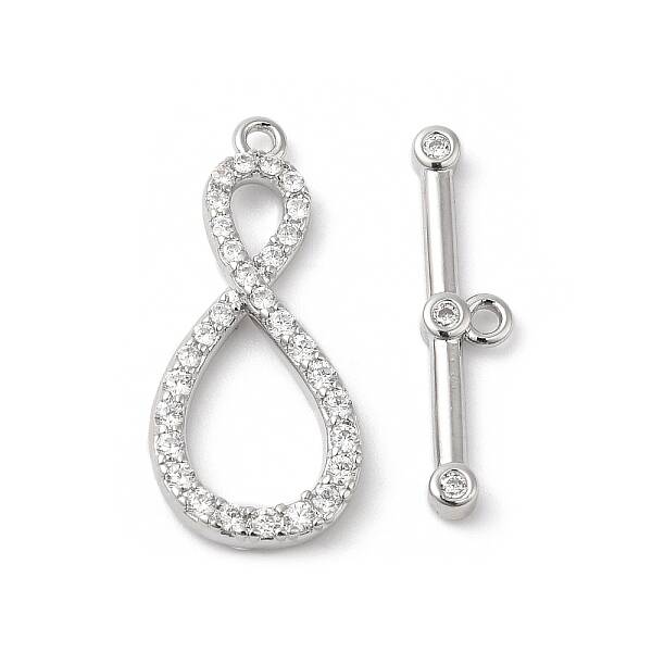 Brass Micro Pave Clear Cubic Zirconia Toggle Clasps
