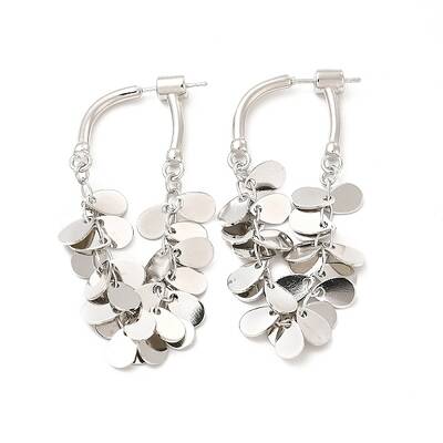 Brass Teardrop Charms Hoop Earrings