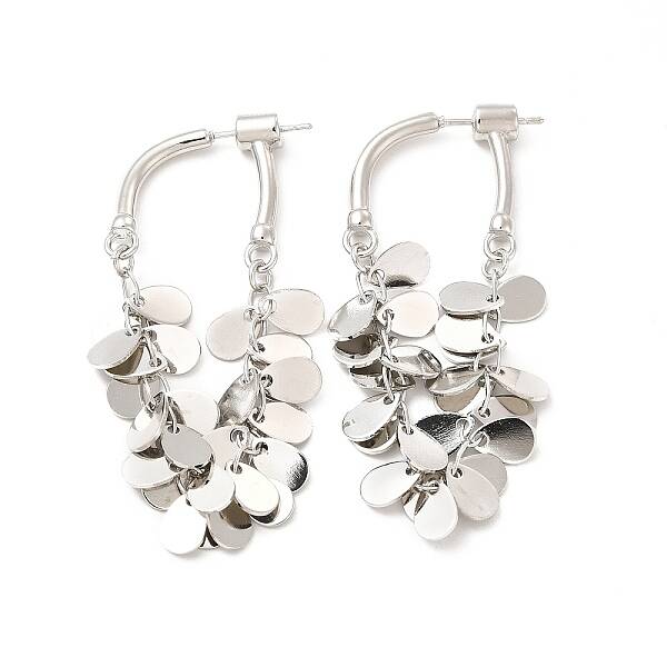 Brass Teardrop Charms Hoop Earrings