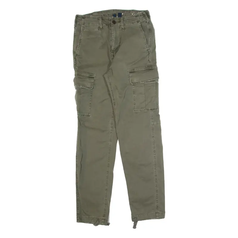 AMERICAN EAGLE Cargo Mens Trousers Green Slim Tapered W28 L28