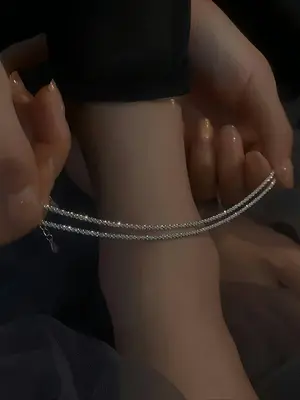 S925 Sterling Silver Anklet, Shiny Ankle Bracelet for Men & Women, Fashion Jewelry Accessories for Party, Daily Decor, Tren...