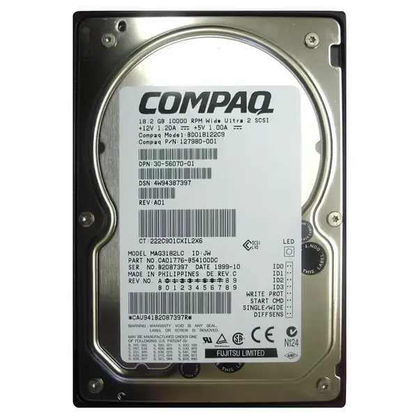 127980-001 HP 18.2GB Wide Ultra2 SCSI 10000 3.5-inch Hard Drive