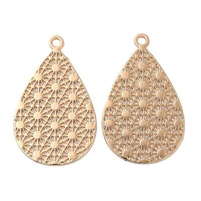 Rack Plating Brass Filigree Pendants