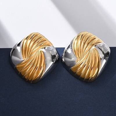304 Stainless Steel Two Tone Stud Earrings