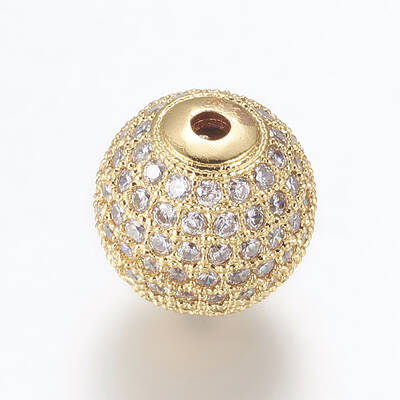 Brass Micro Pave Cubic Zirconia Beads