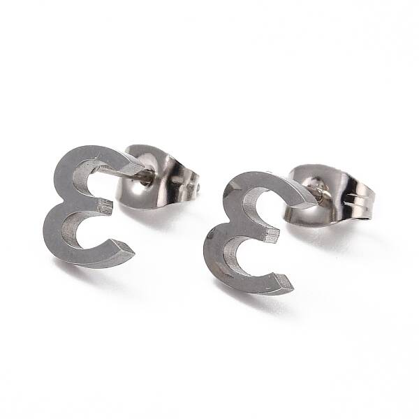 Tarnish Resistant 304 Stainless Steel Greek Alphabet Stud Earrings