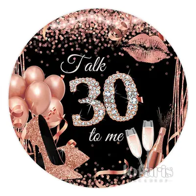 Aperturee Pink Balloons Glitter Heels Round 30Th Birthday Backdrop | Circle Backdrops Birthday | Round Backdrop For Birthday ...