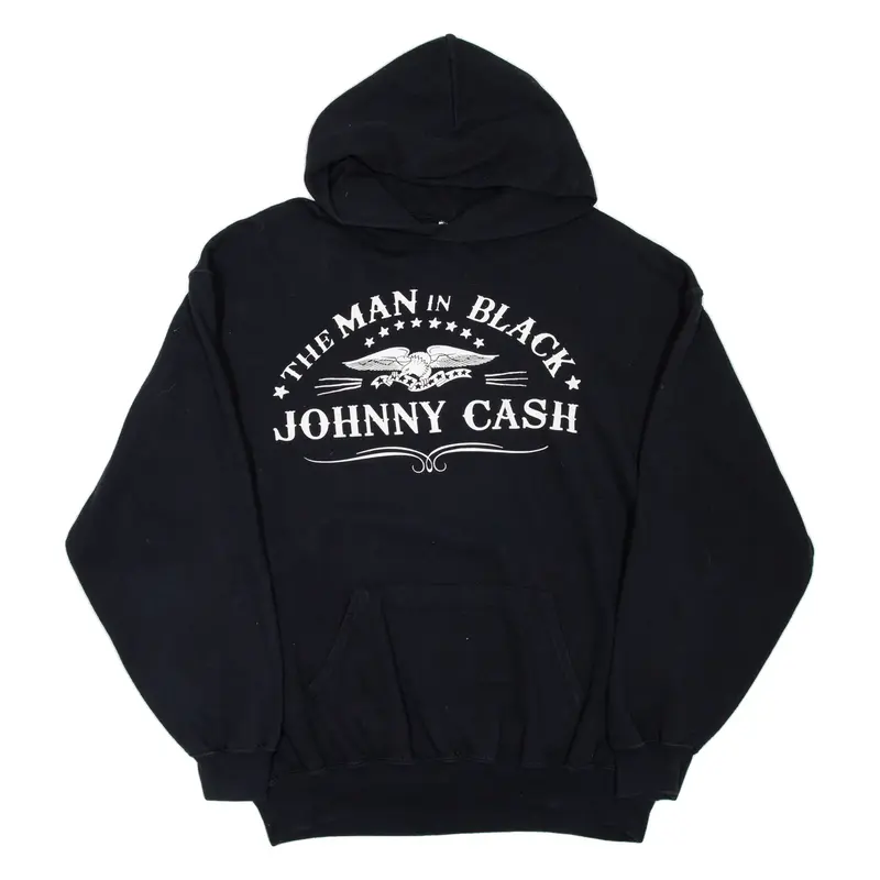 FRUIT OF THE LOOM Johnny Cash Mens Black Hoodie XL