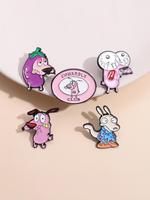 Cartoon Dog & Vegetable Design Pink Brooch, Cute Animal Badge for Backpack & Hat & Clothes Decor, Fashion Accessories for Wom...