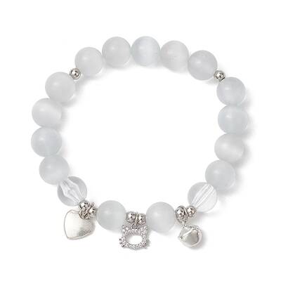 Cat & Bell & Heart Brass Charm Bracelets