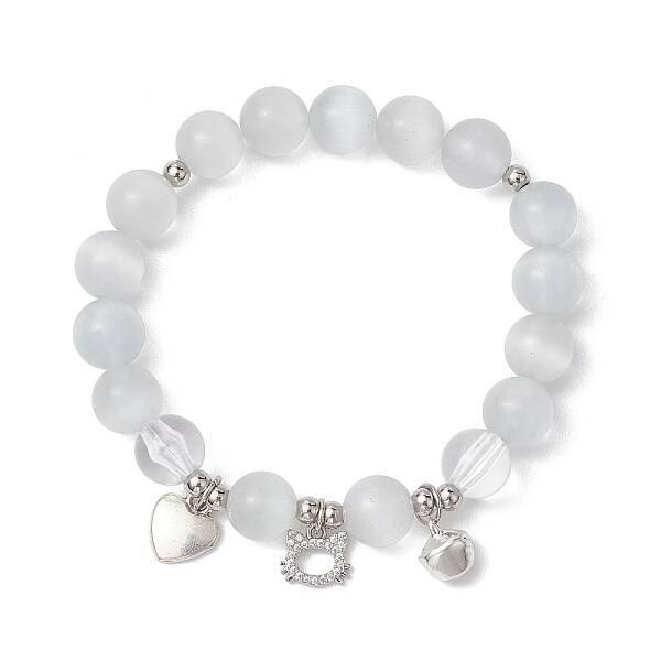 Cat & Bell & Heart Brass Charm Bracelets