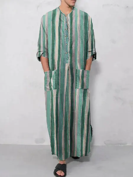 Long-sleeve One-piece Shirt, Green / M