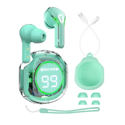 In-ear Transparent Case TWS Wireless Earphone, Touch Control Stereo Sound BT Earphone with Digital Display Charging Case, Lo...