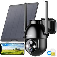 Seevision 4G LTE for No WiFi Solar Security Cameras Wireless Outdoor 3MP 2K Camera , PIR Motion Detection,Siren,Color Night V...